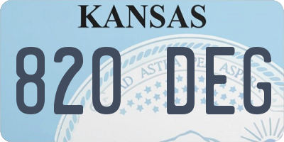 KS license plate 820DEG