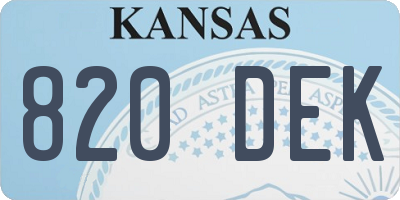 KS license plate 820DEK