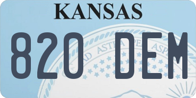 KS license plate 820DEM