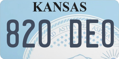 KS license plate 820DEO