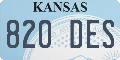 KS license plate 820DES