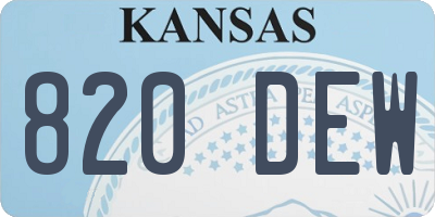 KS license plate 820DEW