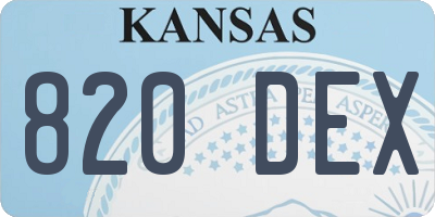 KS license plate 820DEX