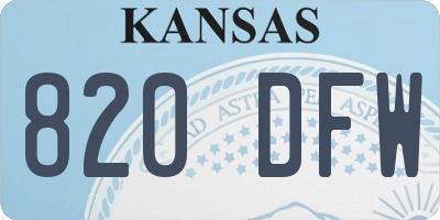 KS license plate 820DFW