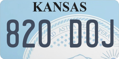 KS license plate 820DOJ