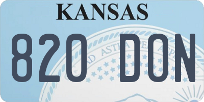 KS license plate 820DON