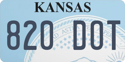 KS license plate 820DOT