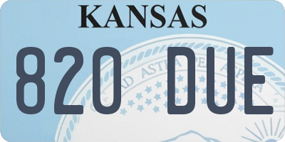 KS license plate 820DUE