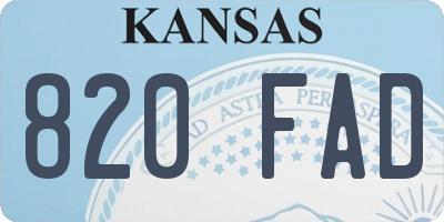 KS license plate 820FAD