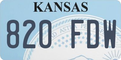 KS license plate 820FDW
