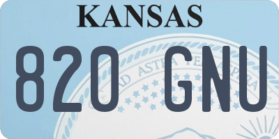 KS license plate 820GNU