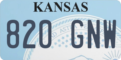 KS license plate 820GNW