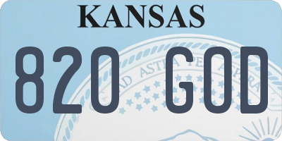 KS license plate 820GOD