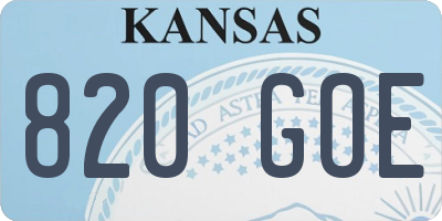 KS license plate 820GOE