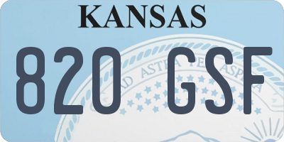 KS license plate 820GSF