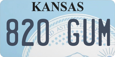 KS license plate 820GUM