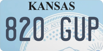 KS license plate 820GUP