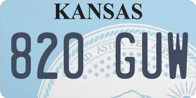 KS license plate 820GUW