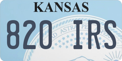 KS license plate 820IRS
