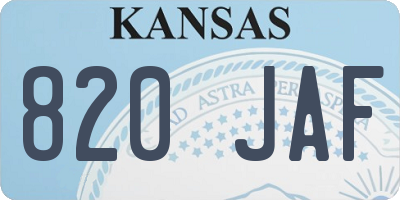 KS license plate 820JAF