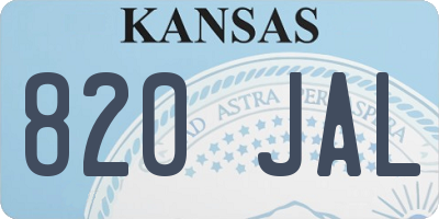 KS license plate 820JAL