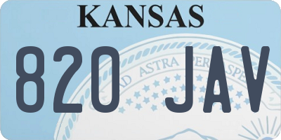 KS license plate 820JAV