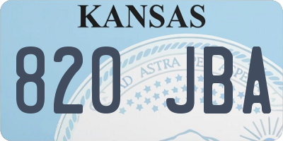 KS license plate 820JBA