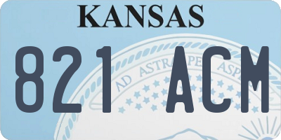 KS license plate 821ACM