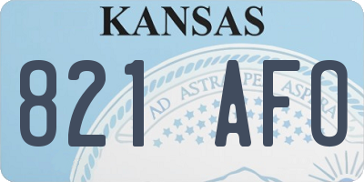 KS license plate 821AFO