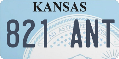 KS license plate 821ANT