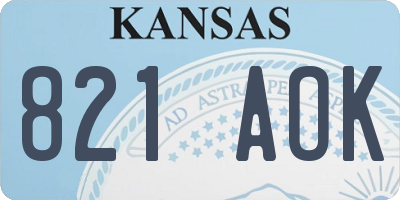 KS license plate 821AOK