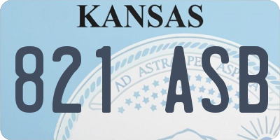 KS license plate 821ASB