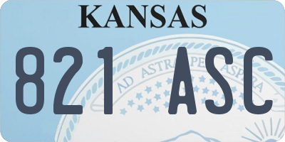 KS license plate 821ASC