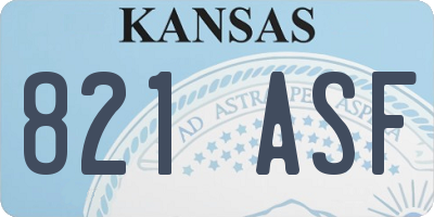 KS license plate 821ASF