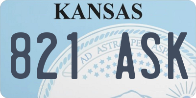KS license plate 821ASK