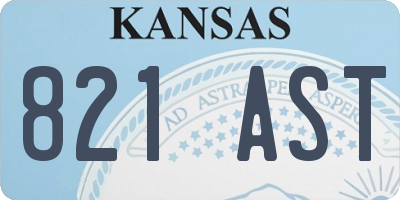 KS license plate 821AST
