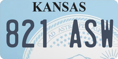 KS license plate 821ASW