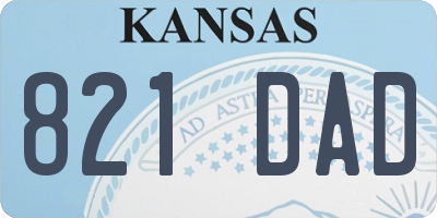 KS license plate 821DAD