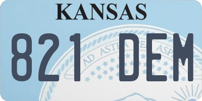 KS license plate 821DEM