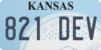 KS license plate 821DEV