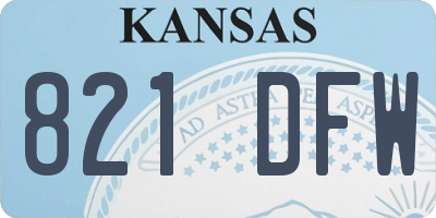 KS license plate 821DFW