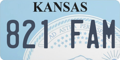KS license plate 821FAM