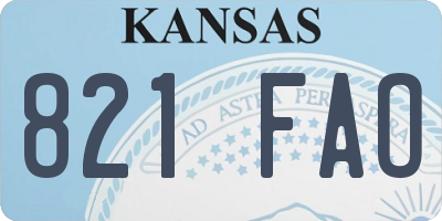 KS license plate 821FAO