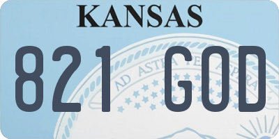KS license plate 821GOD