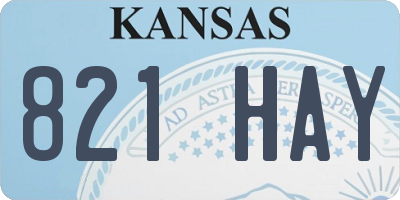 KS license plate 821HAY