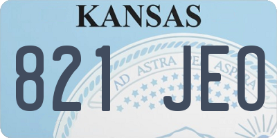 KS license plate 821JEO