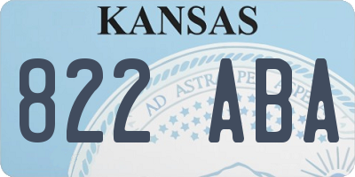 KS license plate 822ABA