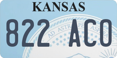 KS license plate 822ACO