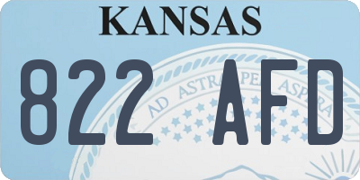 KS license plate 822AFD