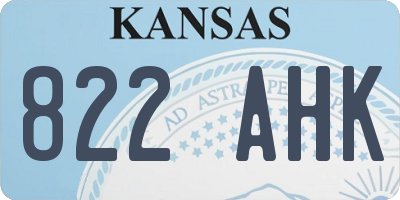 KS license plate 822AHK